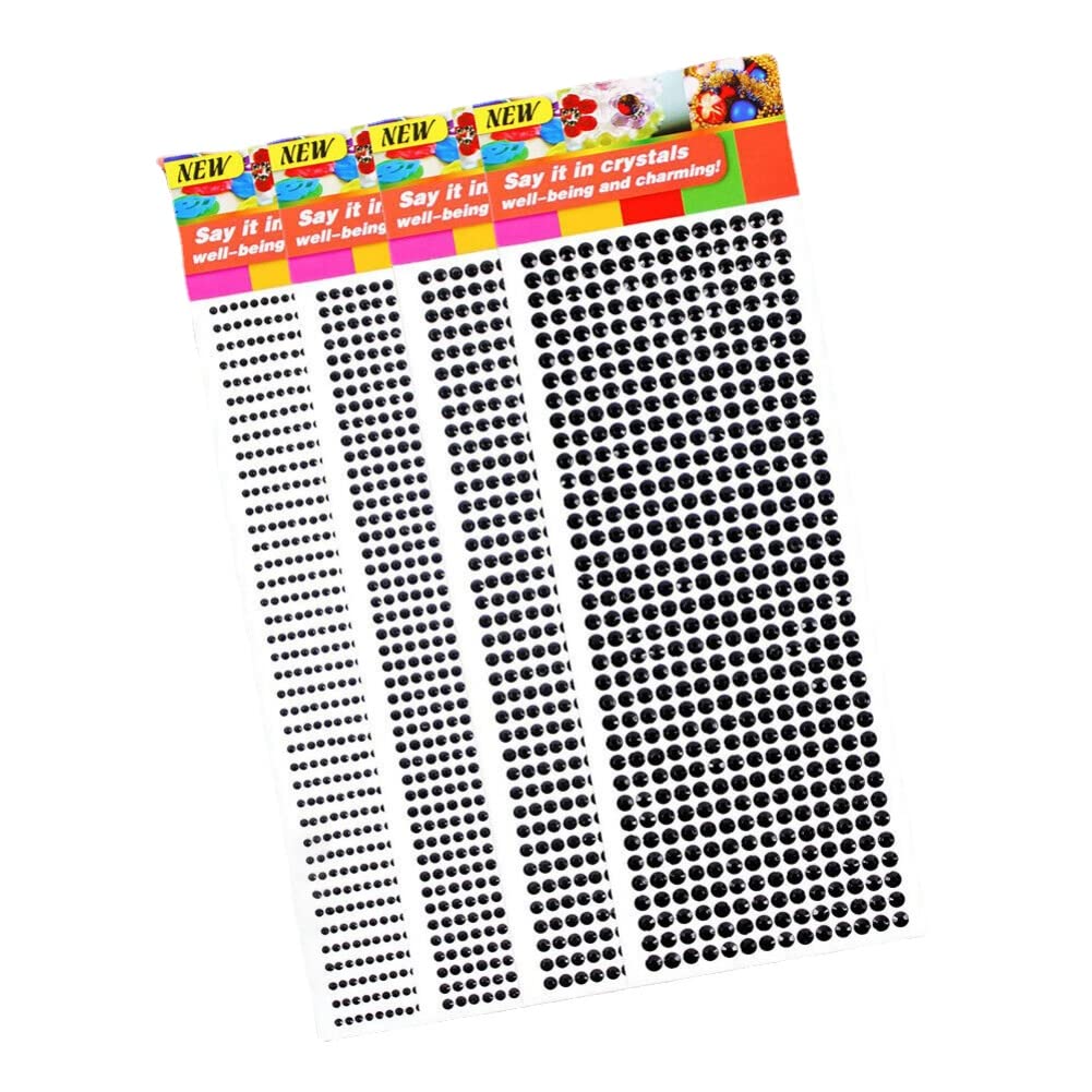 Anso Black 1Pcs 3/4/6Mm Diy Rhinestone Stickers Self Adhesive Diamante Crystal Craft Gems Acrylic Sticky (,3Mm)