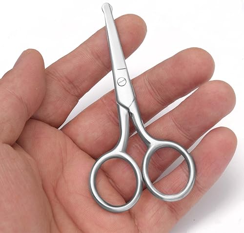Vista 32 de Tijeras para recortar el vello de la nariz, tijeras de punta redonda de 3.4 pies para recorte de bigote de orejas, cejas, barba, bigote, herramienta