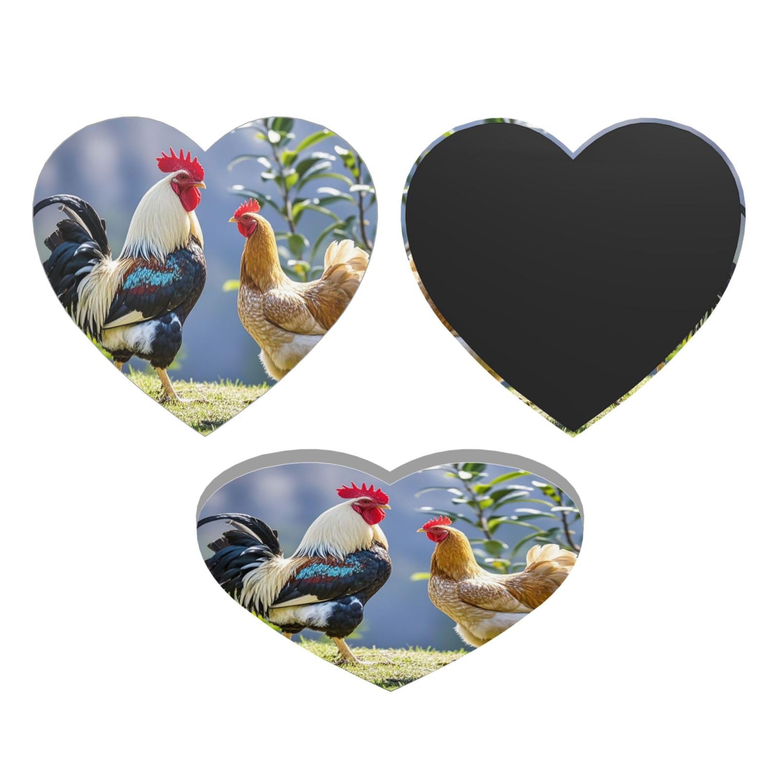 Mxzerfkgla Heart Shape Fridge Magnets Waterproof Heavy Duty Small Magnets For Fridge Rooster And Hen Refrigerator Magnets Mini Acrylic Cute Decorative Magnets For Crafts Home Kitchen Office Whiteboard Decor