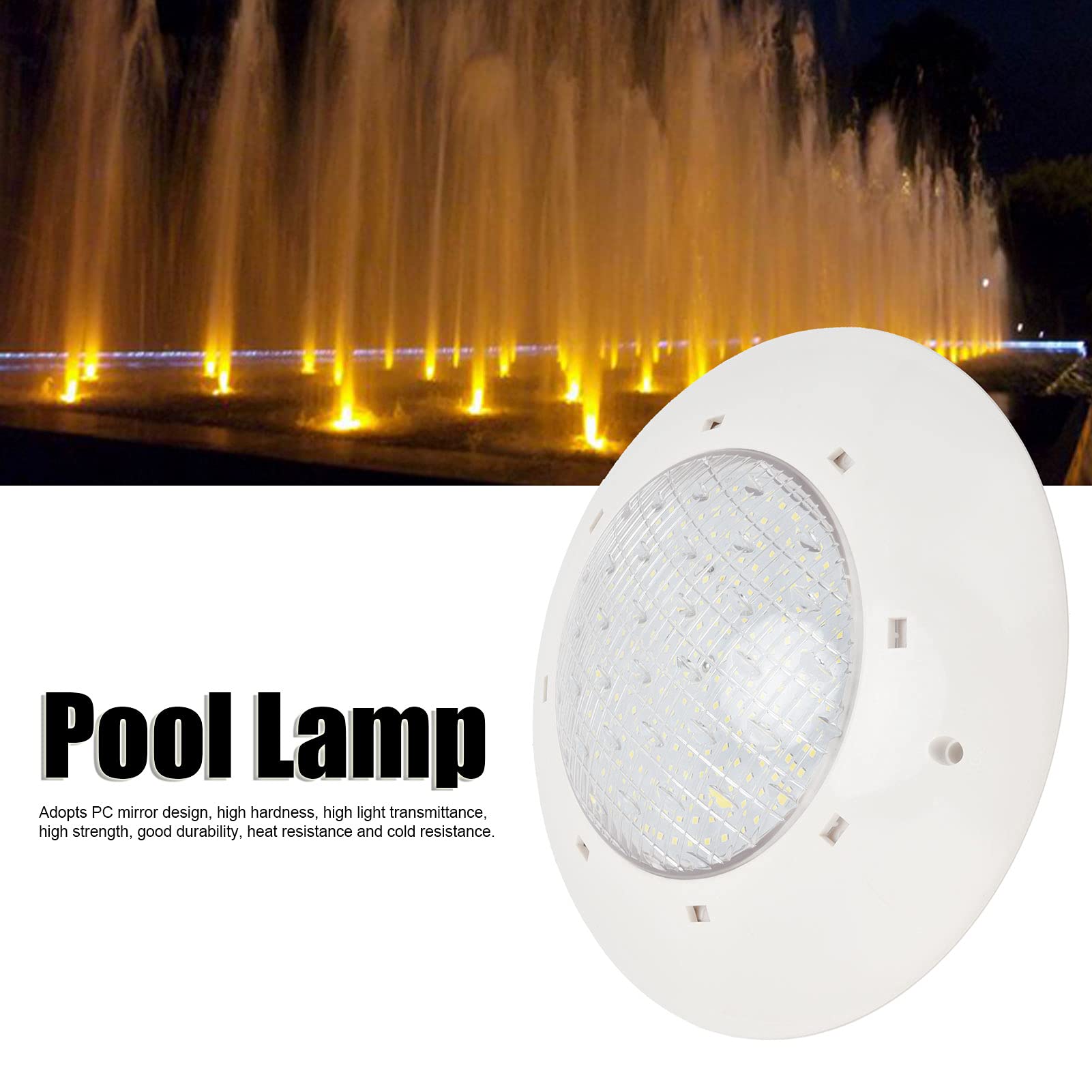 Generic Ciepła, Jasna ścienna Basenowa AC12V z żywotnością Diod LED 50000 H, Lustrzana Konstrukcja PC do Oświetlenia Basenu, Baseny Hotelowe, 28x28x7cm (18W)