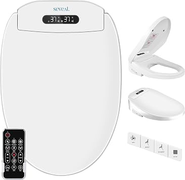 Electric Heated Bidet Toilet Seat Instant Warm Water, Dryer, Feminine & Rear Wash | Wireless Remote | Self-Cleaning Nozzle | LED Temperature Display | Bathroom Comfort and Hygiene Elongated