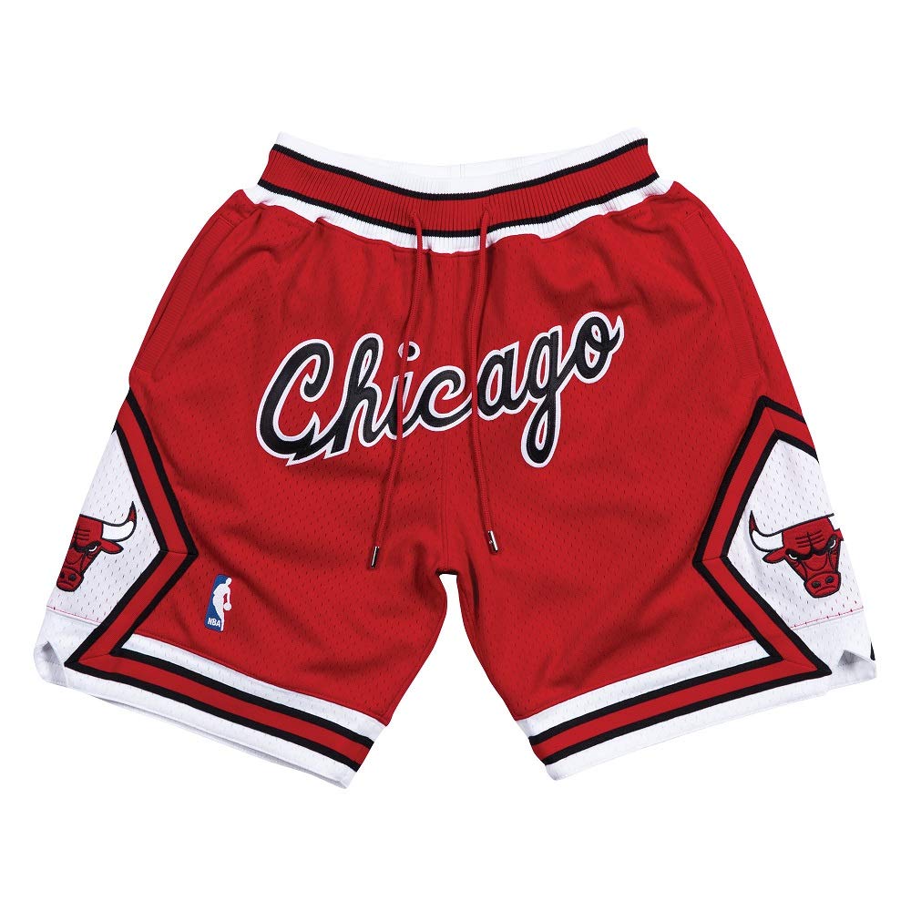 Chicago Bulls Men Basketball Swingman Shorts, Retro Vintage Old school NBA 90s Gear, Casual, Embroidery, Classic Lebron James Style, Training, Streetball, Michael Jordan M, L & XL