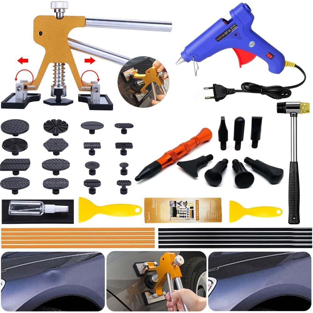 Kit De Débosselage Sans Peinture 78 Pièces - Avec Pistolet à Colle, Ventouses, Marteau Caoutchouc - Réparation Carrosserie Maison