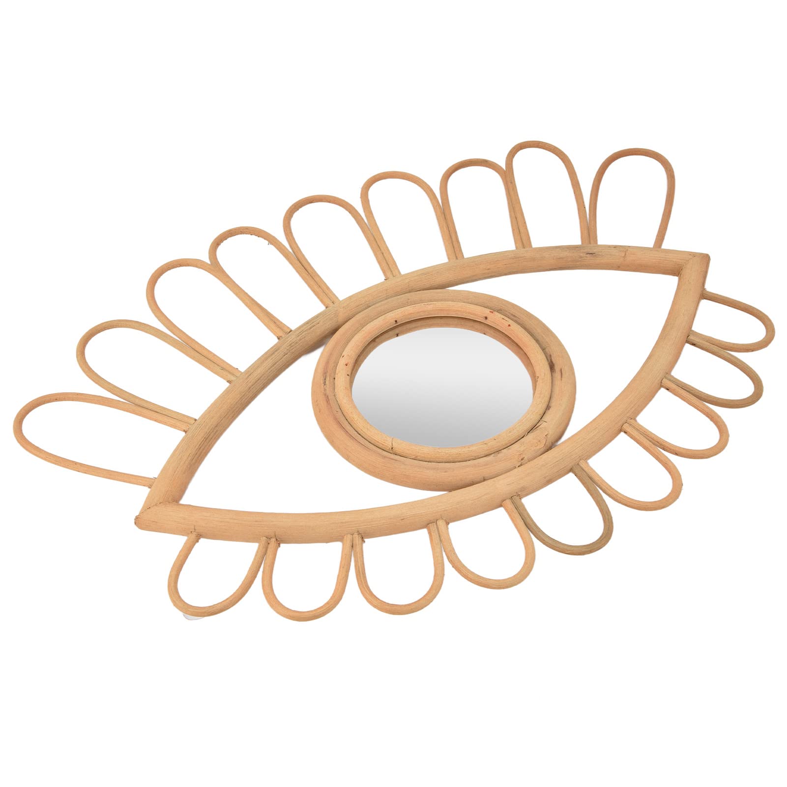 AUNMAS Rattan-Augen-Wandspiegel, Handgewebter Rattan-Augenspiegel mit Acrylglas, Wanddekoration für Badezimmer, Schlafzimmer, Wohnzimmer, Platzsparender Natürlicher Look