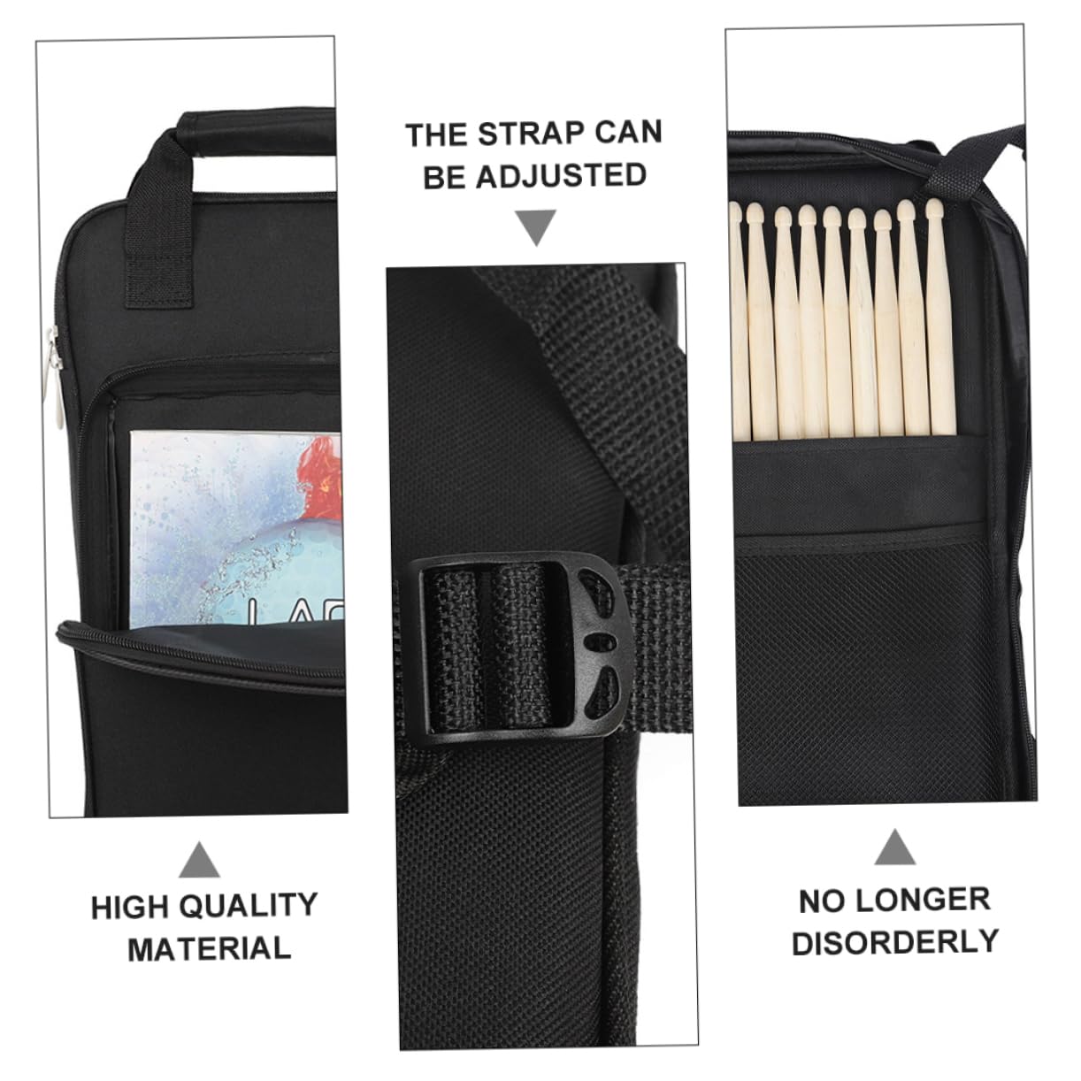 Custodia per Bacchette Batteria Oxford, Zaino e Borsa, Tasca Frontale Porta Bacchette e Pad