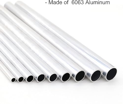 Miniatura 3 de Tubo redondo de aluminio 6063, 0.63 pulgadas de diámetro exterior de 0.039 in de grosor de pared de 11.811 in de longitud, tubo recto de metal sin