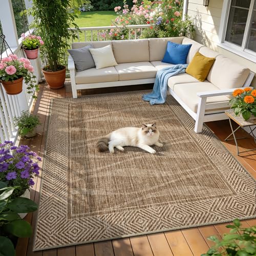 Tapete de yute 5x7 lavable para interior y exterior miniatura 4