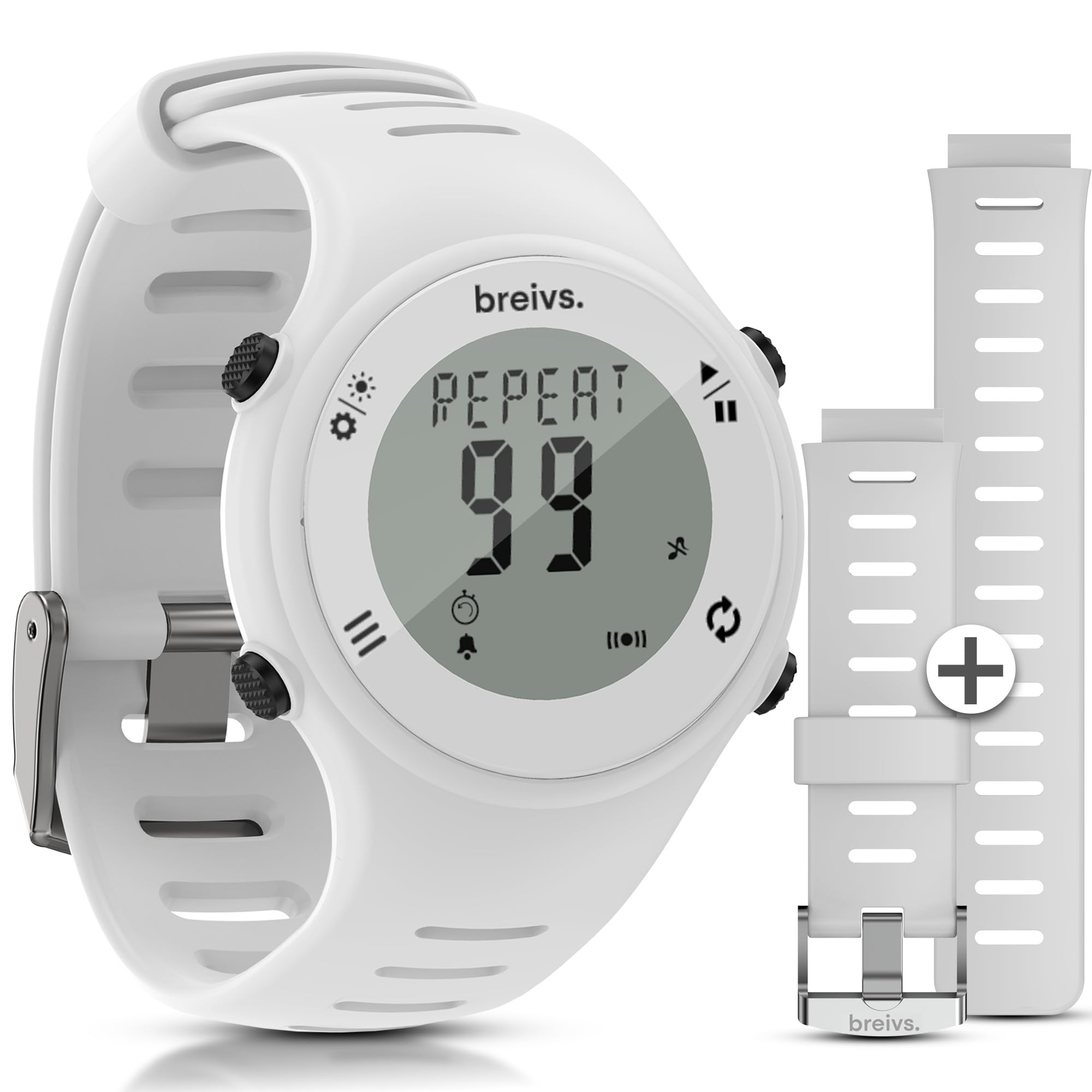 Montre Numérique Sport étanche BREIVS L008 - Chrono 10 Tours, Minuteur 99 Intervalles, 5 ATM, Bracelet Inclus - Homme/Femme - 8