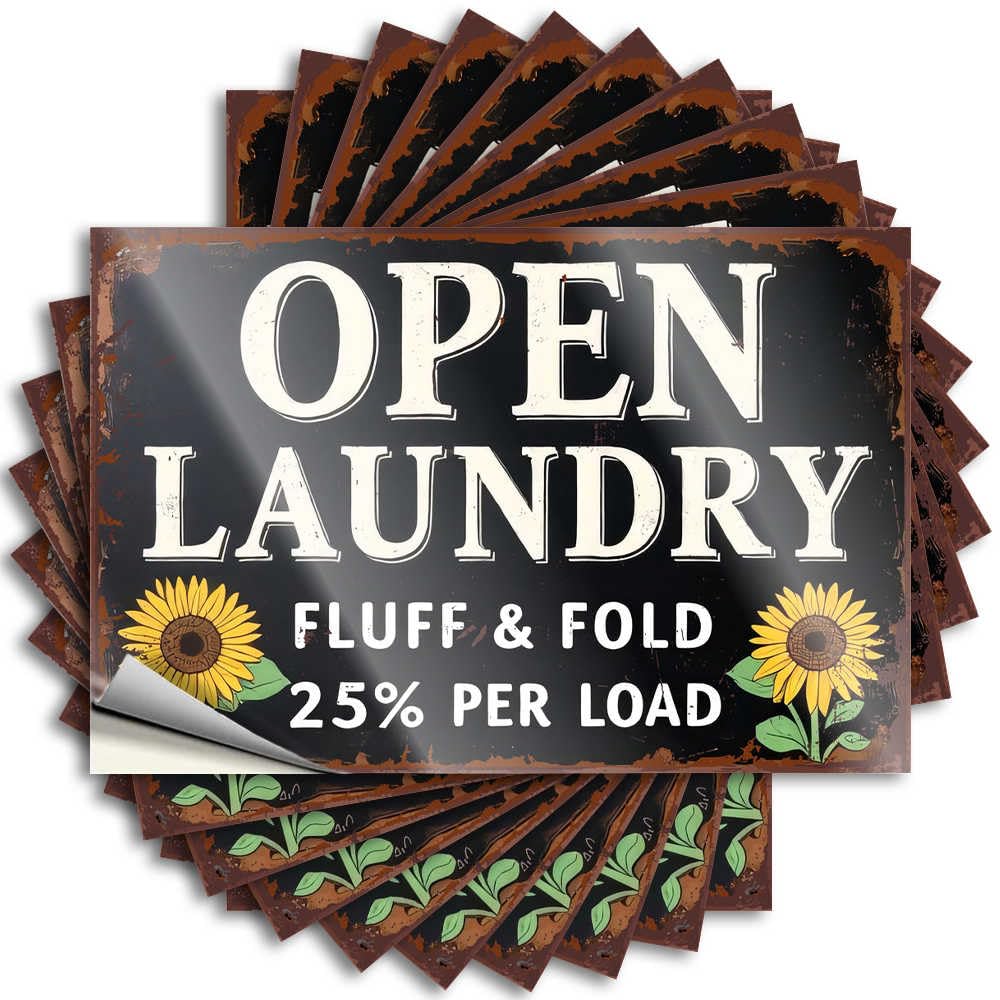 Home Gym Decor Decal Tumbler | Open Laundry: Fluff & Fold Service Fluffy Military Sticker Pack(12X18CM)