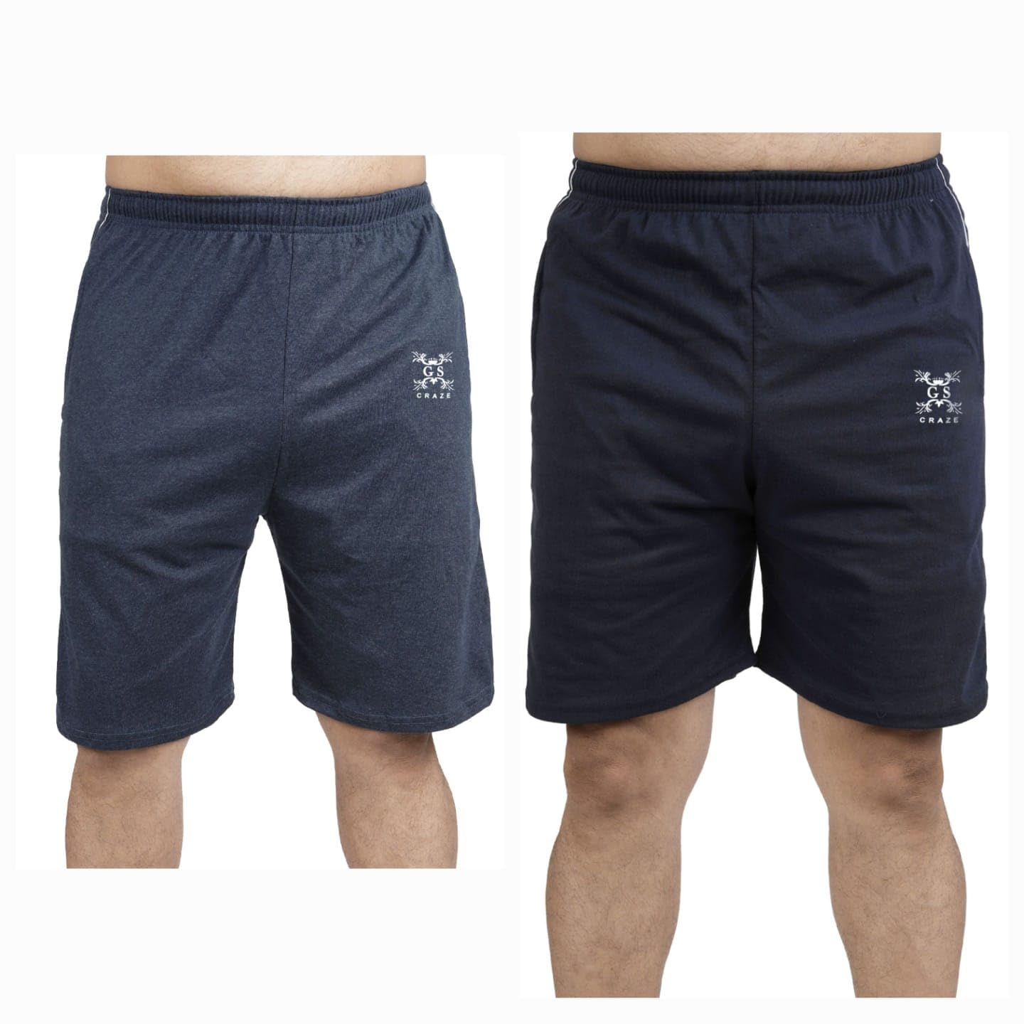 gs craze Men's Knitted Cotton Shorts, Blue & Navy Blue,Set of 2 (in, Alpha, 2XL, Regular, Blue and Navy Blue)-picture-24