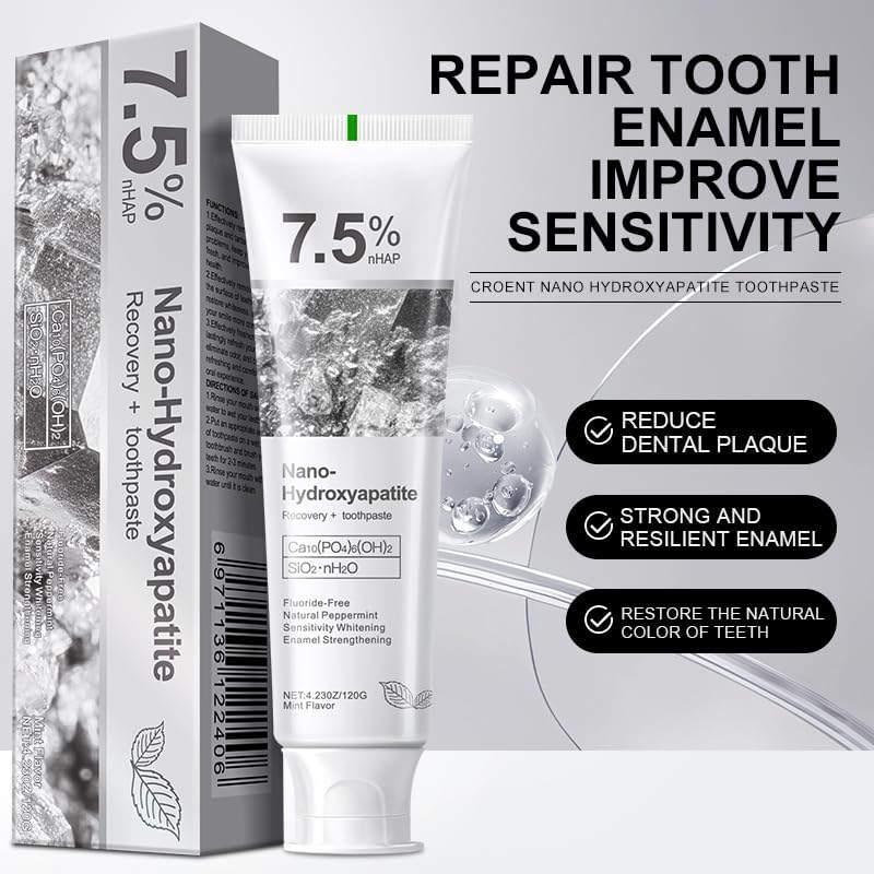 Nano Hydroxyapatite Toothpaste 7.5% nHAP, 4.23 oz – Enamel-Strengthening • Fluoride-Free • Natural Peppermint • Ideal for Sensitive Teeth - Image 2