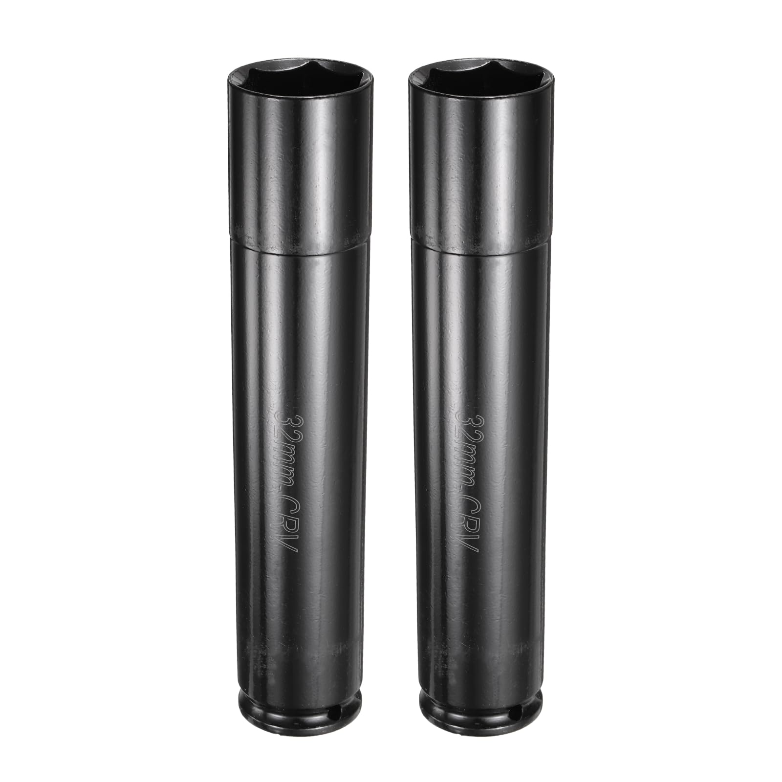 sourcing map 2pcs 6-Point Deep Impact Socket 1/2" Drive 32mm Metric Socket 8" (200mm) Extra Long Heat-Treated 45# Steel for Home Auto Spindle Axle Hex Nuts Bolts Repair, Black — image 1