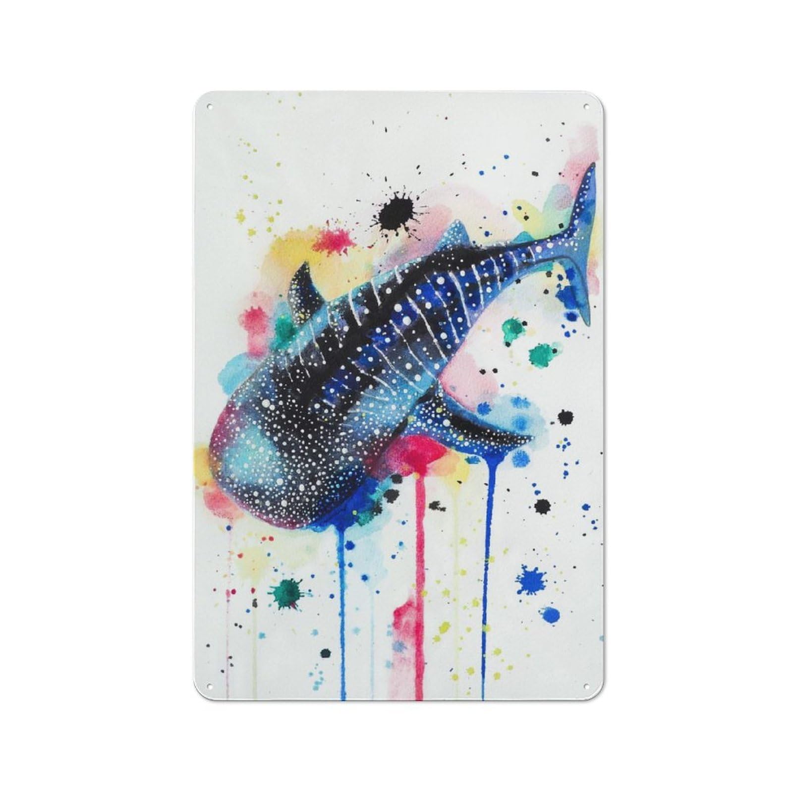 Junmoney Style-23 Whaleshark Retro Tin Wall Plaque 30X20cm For Hobby Room Or Studio, New Home Wall Decor For Hobby Room Decor Fans