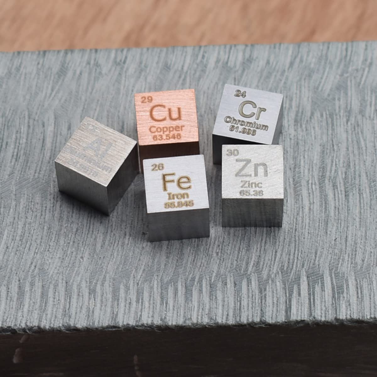10mm Cubes de densité Cuivre,Fer,Aluminium,Zinc,Chrome Métal 99,99% de Haute Pureté