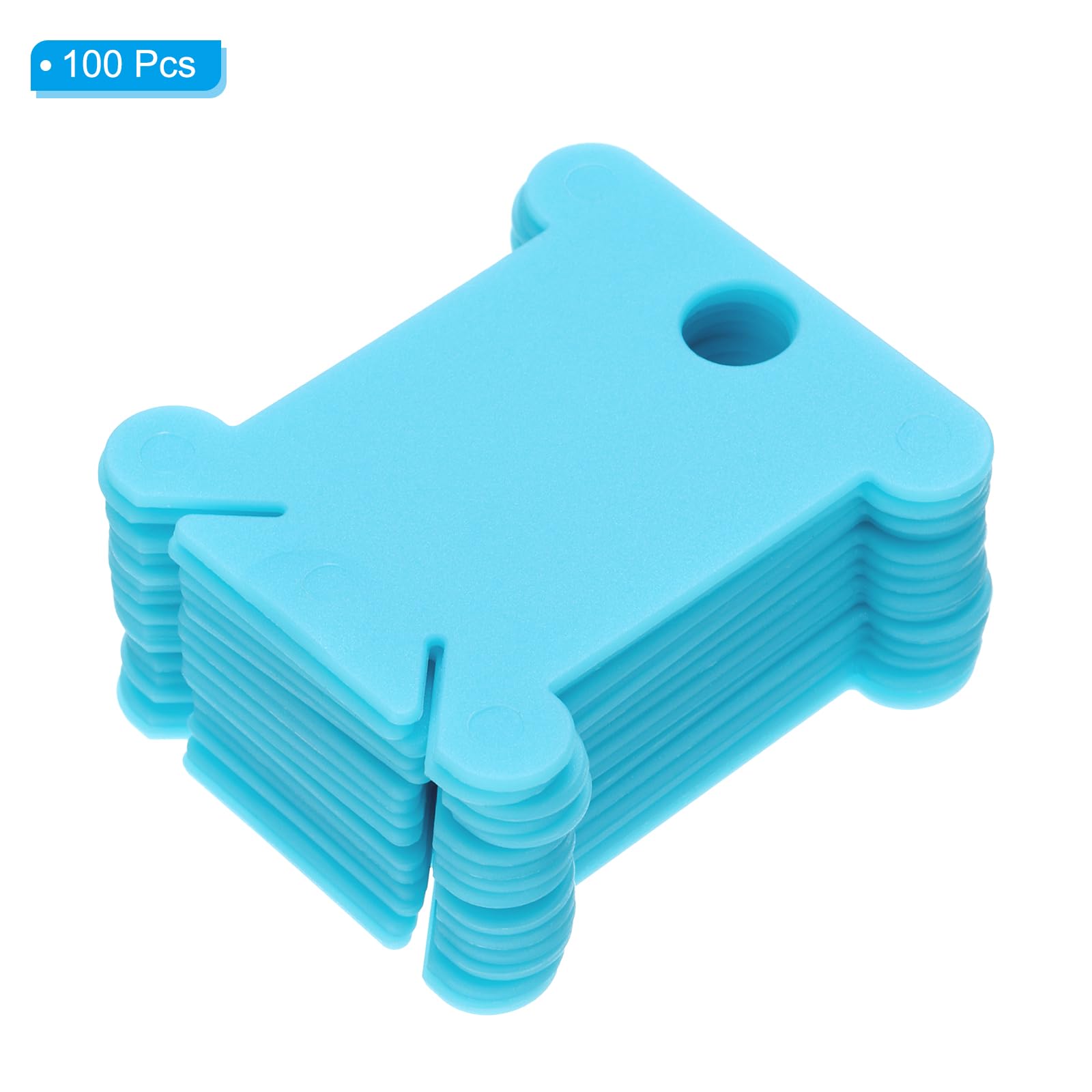 PATIKIL Plastic Floss Bobbins, 100 Pack Thread Cards Cross Cotton for Craft DIY Sewing Storage Case Embroidery Pure Blue - Image 3