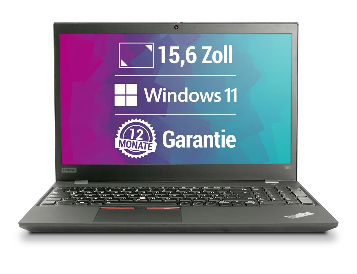 Lenovo ThinkPad T590 15,6 Zoll Full HD Laptop Intel Core i5-8365U@ bis zu 4,1 GHz 24 GB 512 GB SSD mit Windows 11 Pro & GRATIS Antiviren-Software inkl. 12 Monate Garantie (Generalüberholt)