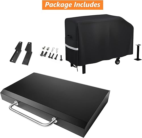 Miniatura 4 de Tapa de plancha para parrilla Blackstone de 28 pulgadas, parrilla con tapa con bisagras para exteriores, cubierta dura con asa para 28 pulgadas,