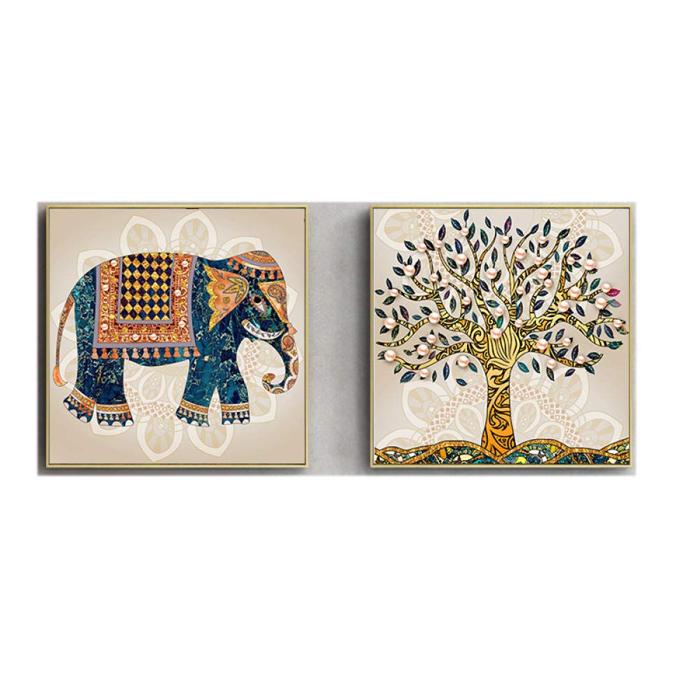 Amazon｜アフリカアートパネルキャンバス絵画インテリアインド象