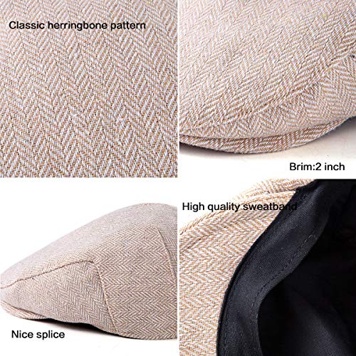 Image of LADYBRO 2 Pack Newsboy Hats for Men Wool Scally Cap Mens Flat Cap, Stylish Winter Cap for Man - Monkey Cap & Beanie Cap for Men