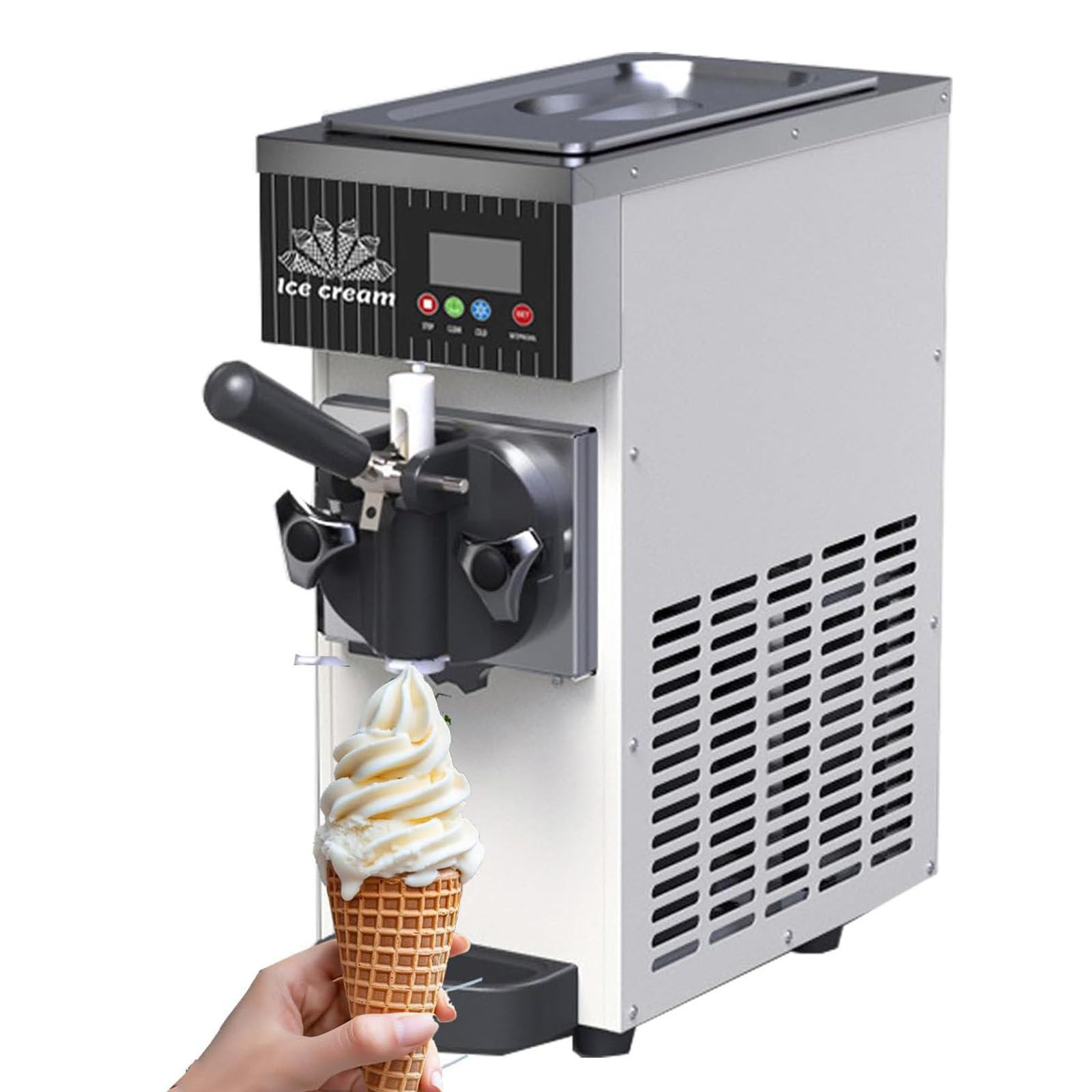 Machine À Glace À L'Italienne Professionnelle avec Écran LCD, Fonction Autonettoyante Et Pré-Refroidissement - Appareil De Comptoir pour Restaurants Et Pâtisseries.