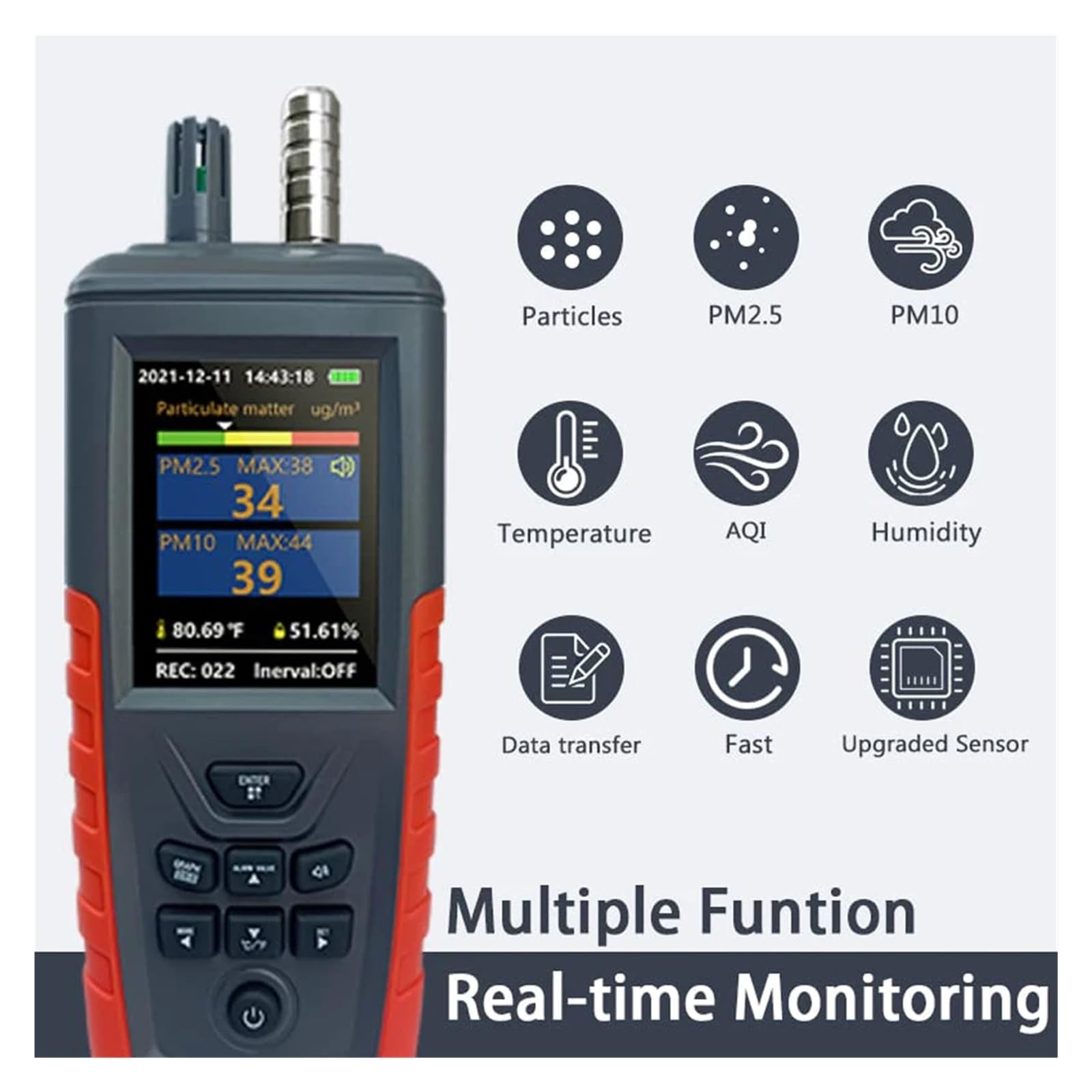 Détecteur de gaz, Capteur de Compteur Particules poussière d'air 3/6 canaux PM2.5/10 Compteur d'humidité la température Détecteur Concentration qualité l'air(TC8200)