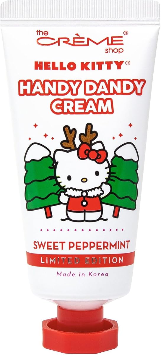 The Crème Shop Handy Dandy Cream - Holiday Sweet Peppermint, 1.69 oz/50 ml, Moisturizing and Nourishing Hand Skin Moisturizer, Shea Butter, Vitamin E, Peppermint, Unisex