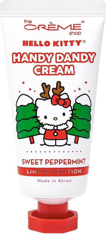 The Crème Shop Handy Dandy Cream - Holiday Sweet Peppermint, 1.69 oz/50 ml, Moisturizing and Nourishing Hand Skin Moisturizer, Shea Butter, Vitamin E, Peppermint, Unisex