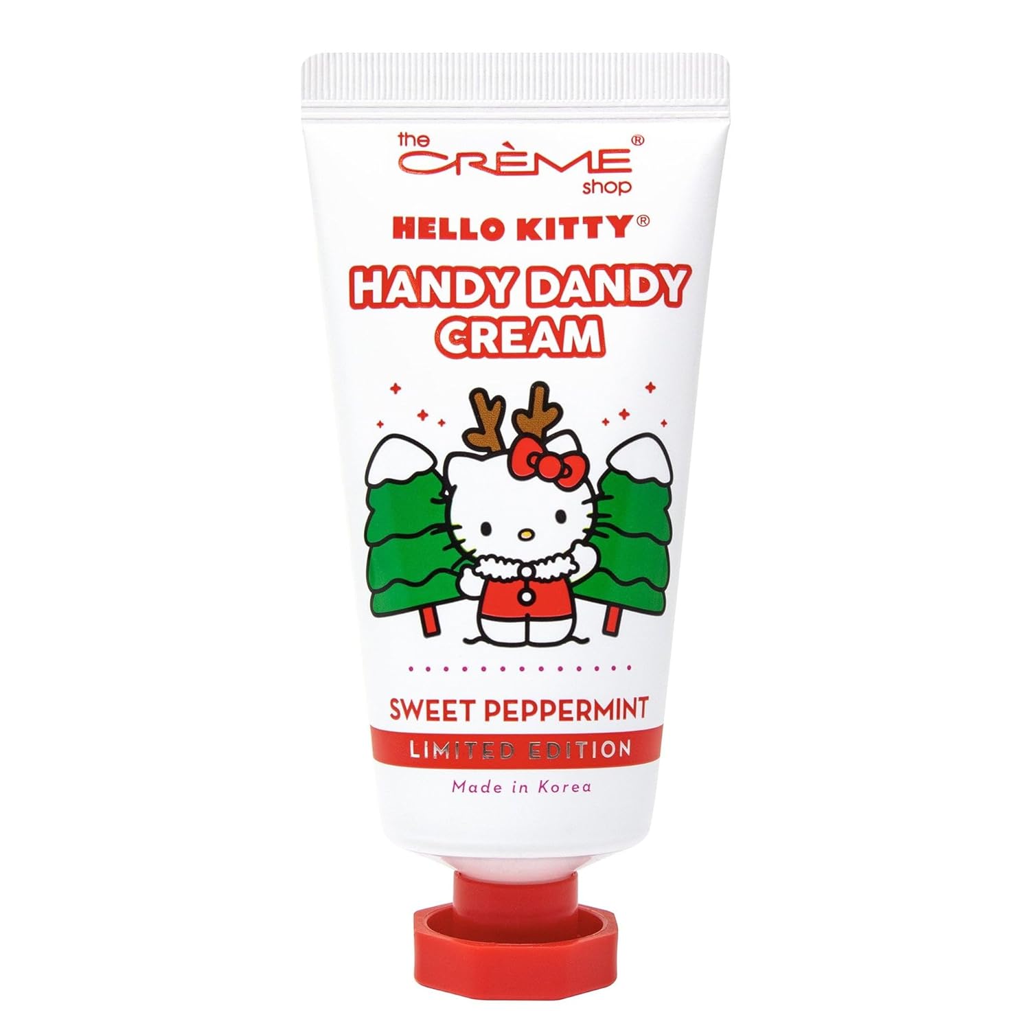 The Crème Shop Handy Dandy Cream – Holiday Sweet Peppermint, 1.69 oz/50 ml, Moisturizing and Nourishing Hand Skin Moisturizer, Shea Butter, Vitamin E, Peppermint, Unisex