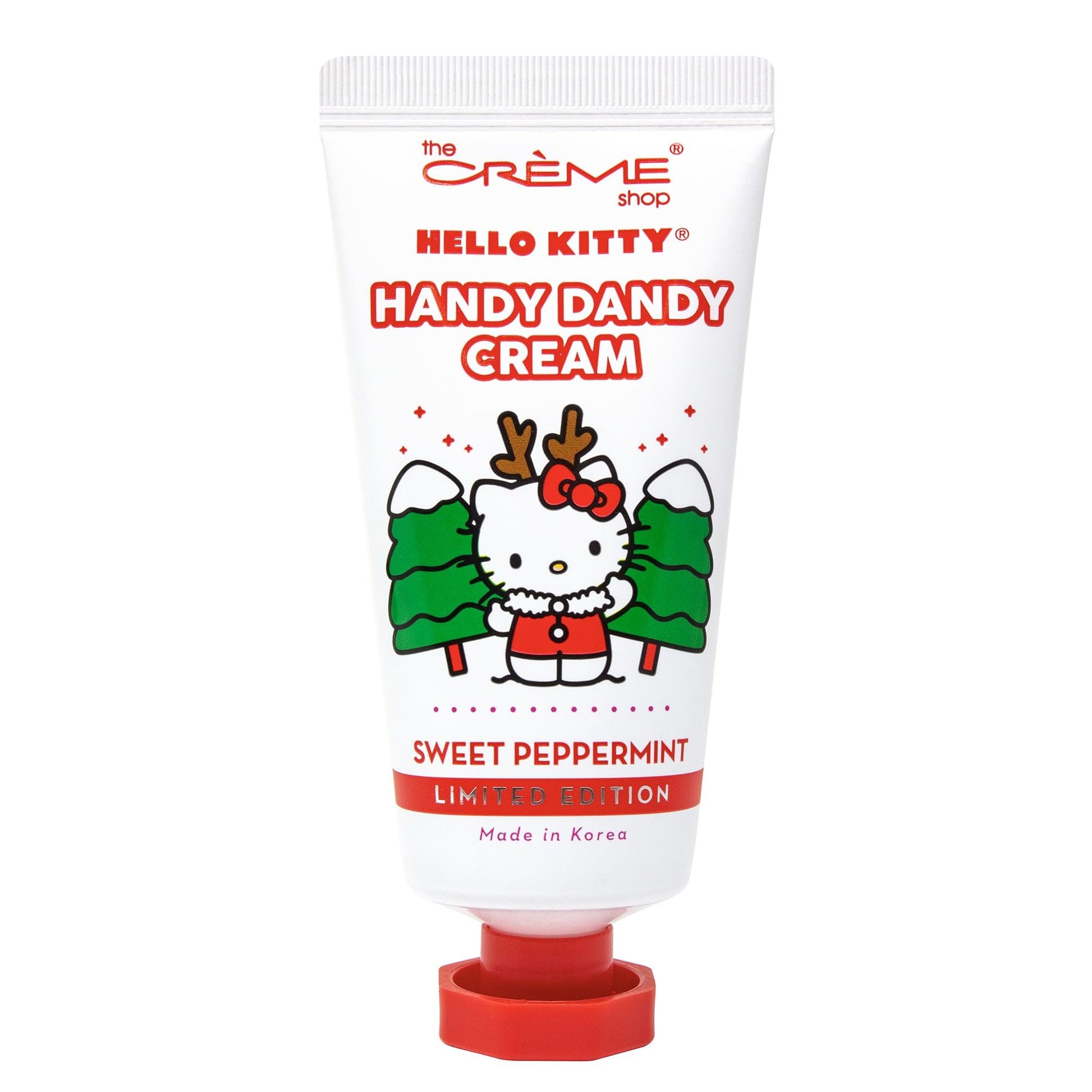 The Crème Shop Handy Dandy Cream - Holiday Sweet Peppermint, 1.69 oz/50 ml, Moisturizing and Nourishing Hand Skin Moisturizer, Shea Butter, Vitamin E, Peppermint, Unisex
