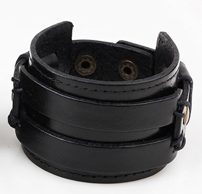 Men Leather Bracelet Punk Braided Rope Alloy Bracelet Bangle Wristband