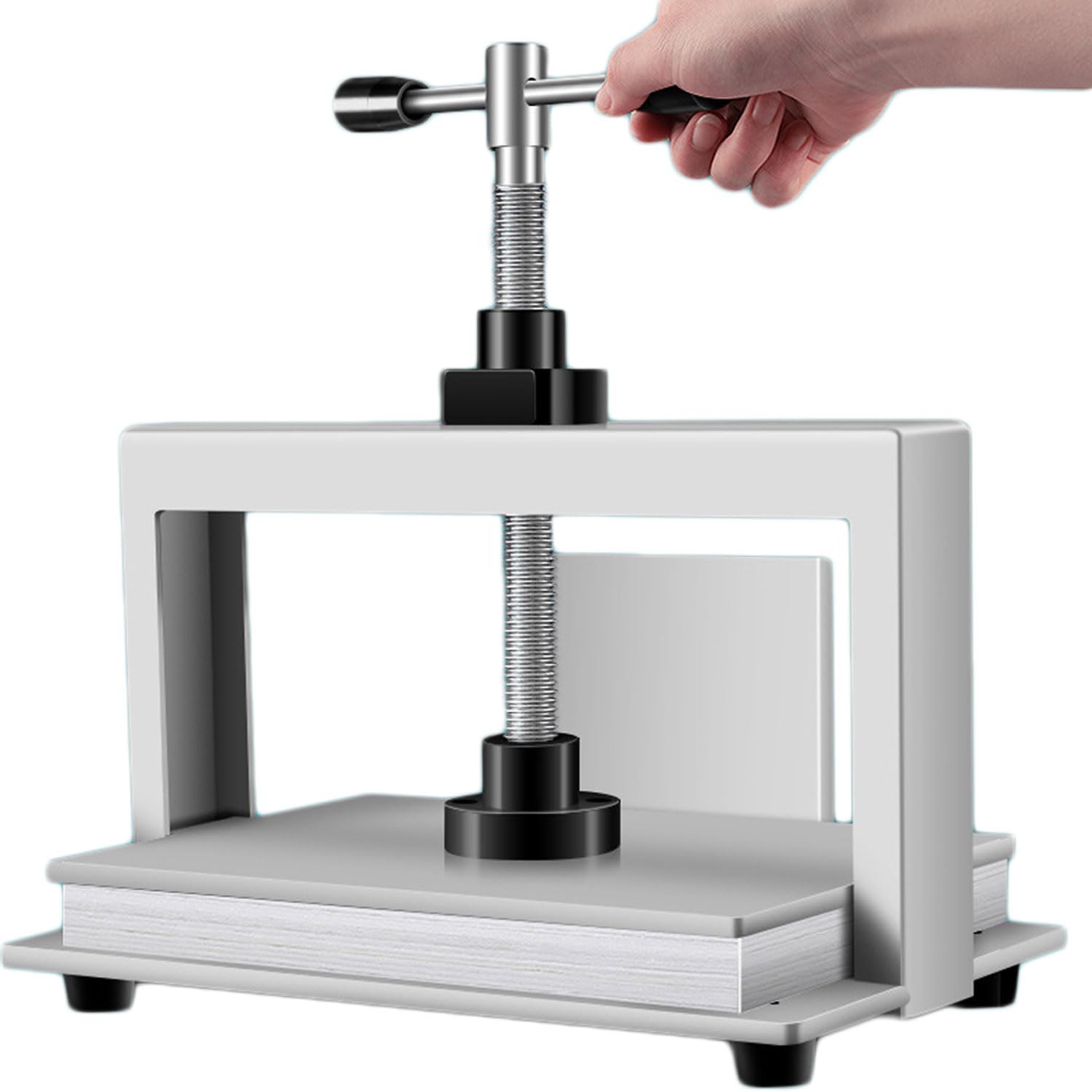 Pressa per Carta Manuale, Appiattitrice Manuale per Carta A4, Rilegatrice in Metallo a Pressione da 1500 kg, Spessore Massimo 150 mm, per fatture, Libri, Prove, Ricette, Foto, Tessuti