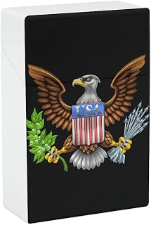 American with Bald Eagle Cigarette Case Smoking Box Pocket Holder Lightweight Match Coin Pouch for Men Women