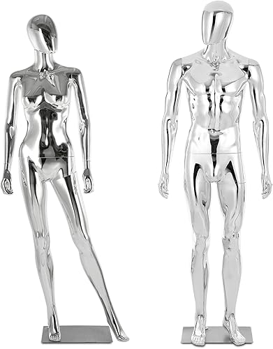 Miniatura 7 de Maniquí masculino y femenino de cuerpo completo, 2 piezas, soporte de maniquí ajustable, juego de exhibición de maniquí realista, base de metal