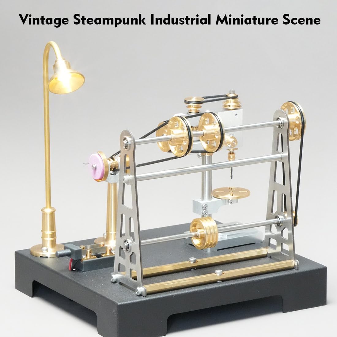 RETROL GF-01 Kit de modélisme d'atelier mécanique, 27 pièces, système de transmission fonctionnel avec poulies et courroies, atelier vintage steampunk pour modèles de moteur à vapeur SE-01/02/03