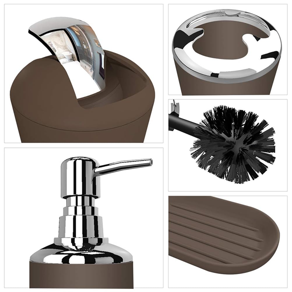 Grijs badkameraccessoireset zeepdispenser toiletborstelhouder Fossil