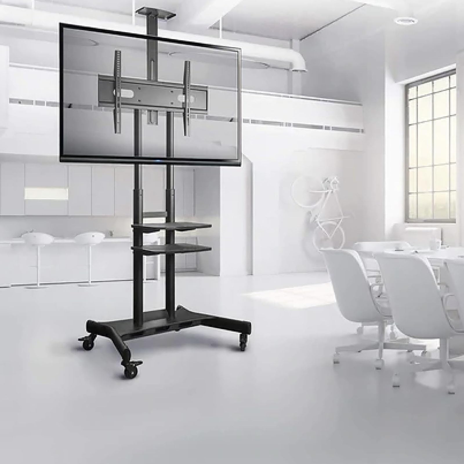 HPTHLY Lcd Tv Frame Floor Stand - Mobile Tv Cart Stand With Wheels - Portable Tv Floor Stand, Fits 32 To 75 In Lcd Led Plasma Flat Screens With Storage Shelves
