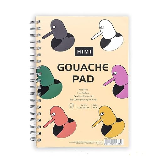 HIMI Gouache Pad 7X10''(98lb/160g) 50 Sheets Mix Paper Pad, Side Wire Bound, Fine Texture, in Gouache Acrylic Art Pad for Sketching, Ink Sketch Book, Art Supplies Drawing Pad Gift （Bird） - Bird