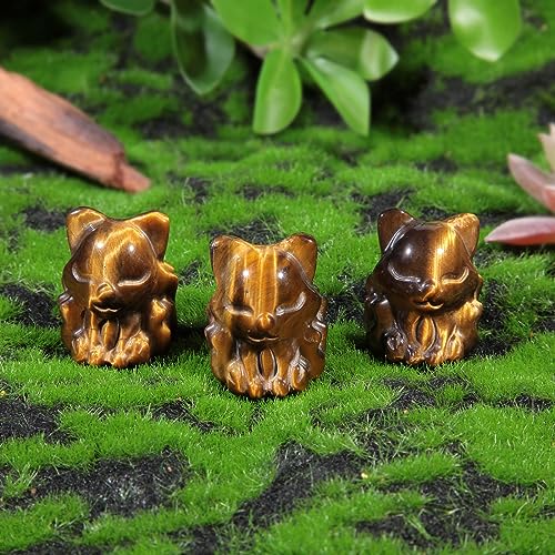 mookaitedecor Tiger's Eye Mini Good Luck Pocket Crystal Fox Figurine Statue - Image 4