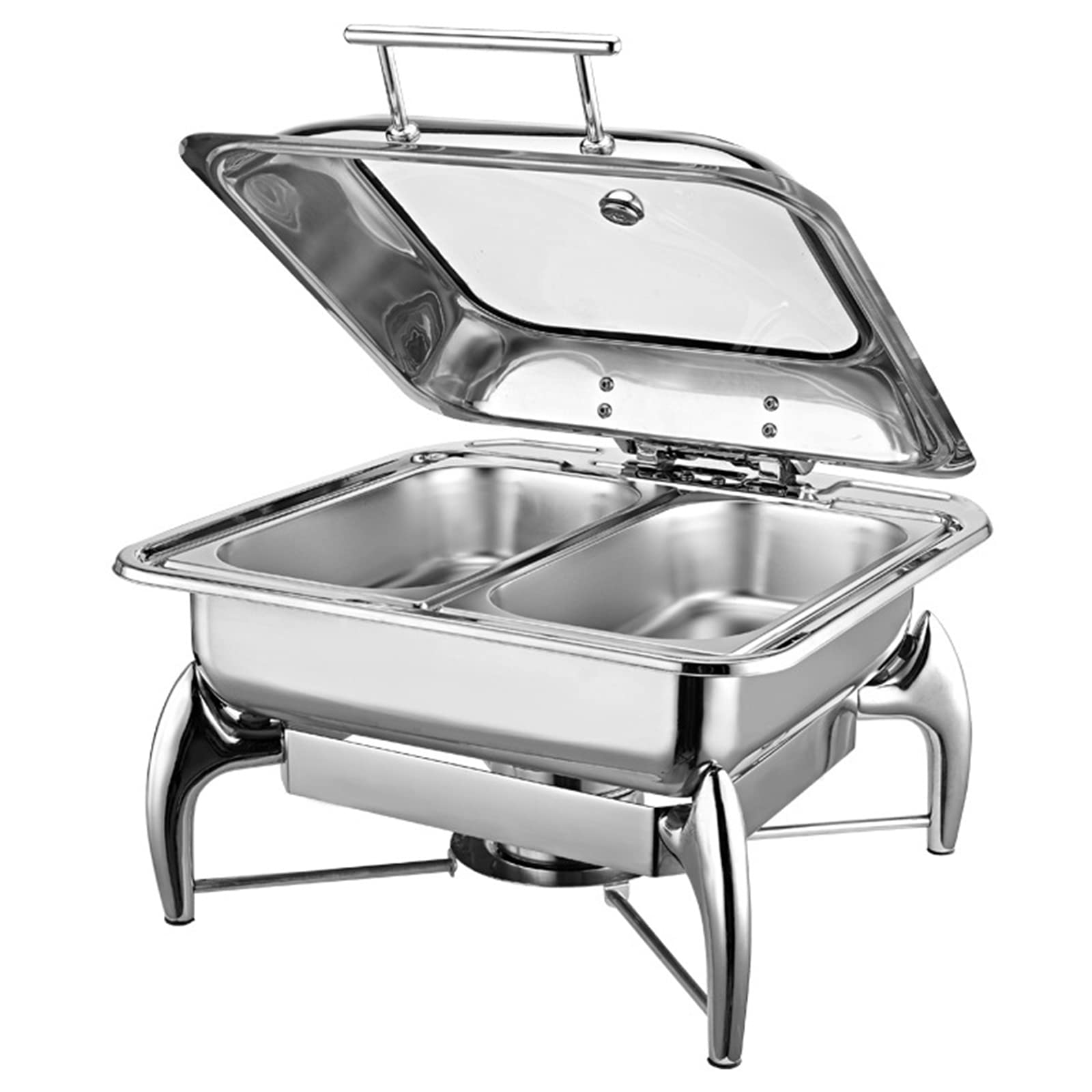 IGUATU Food Heating Buffet Server - Buffet Plate With Lid, Portion Control Plate, Table Buffet Heater, Hostess Trolley Food Heater, Portion Plate, Solid Steel Lid(Size:5.5L,Color:Square - Double)