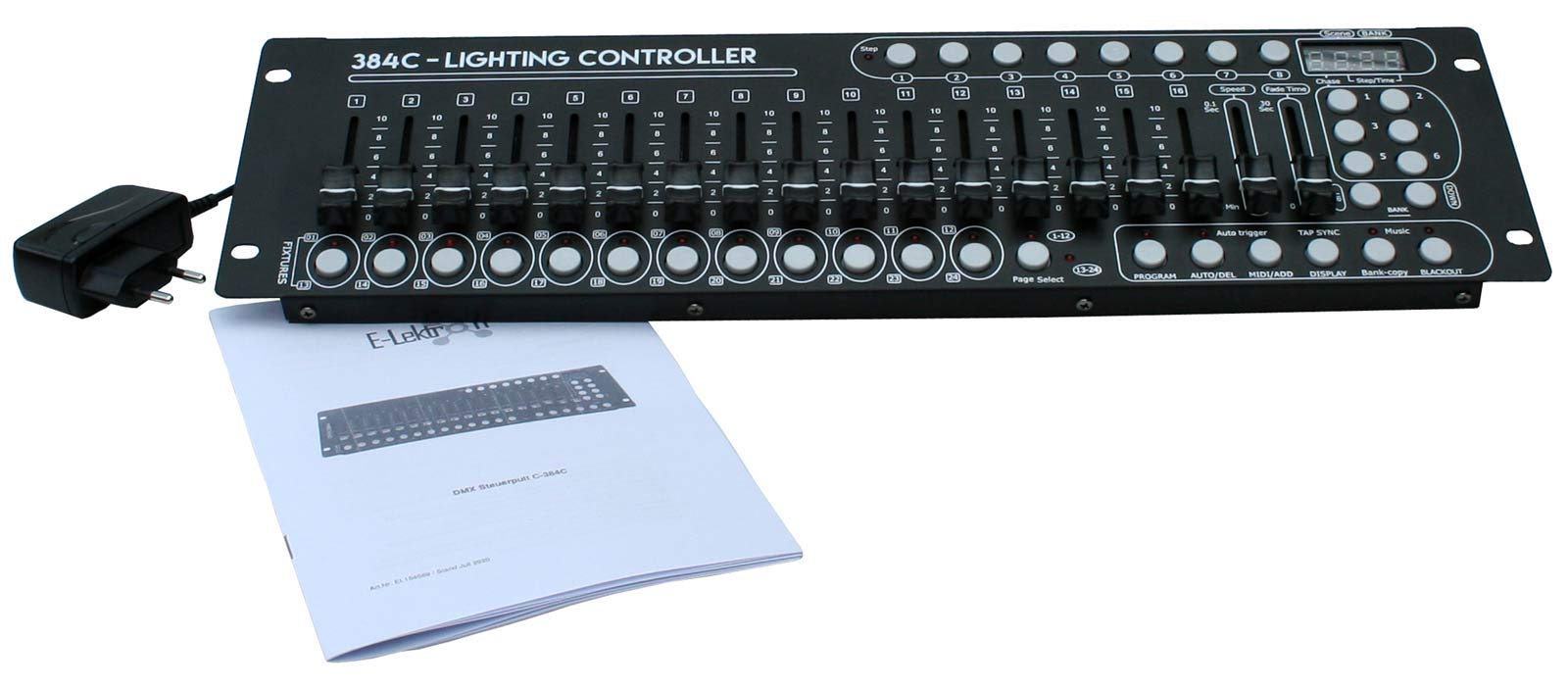 E-Lektron C-384C DMX Controller 24x 16-Kanal Licht Steuerpult Lichtsteuerung | 19" Rackeinbau-fähig