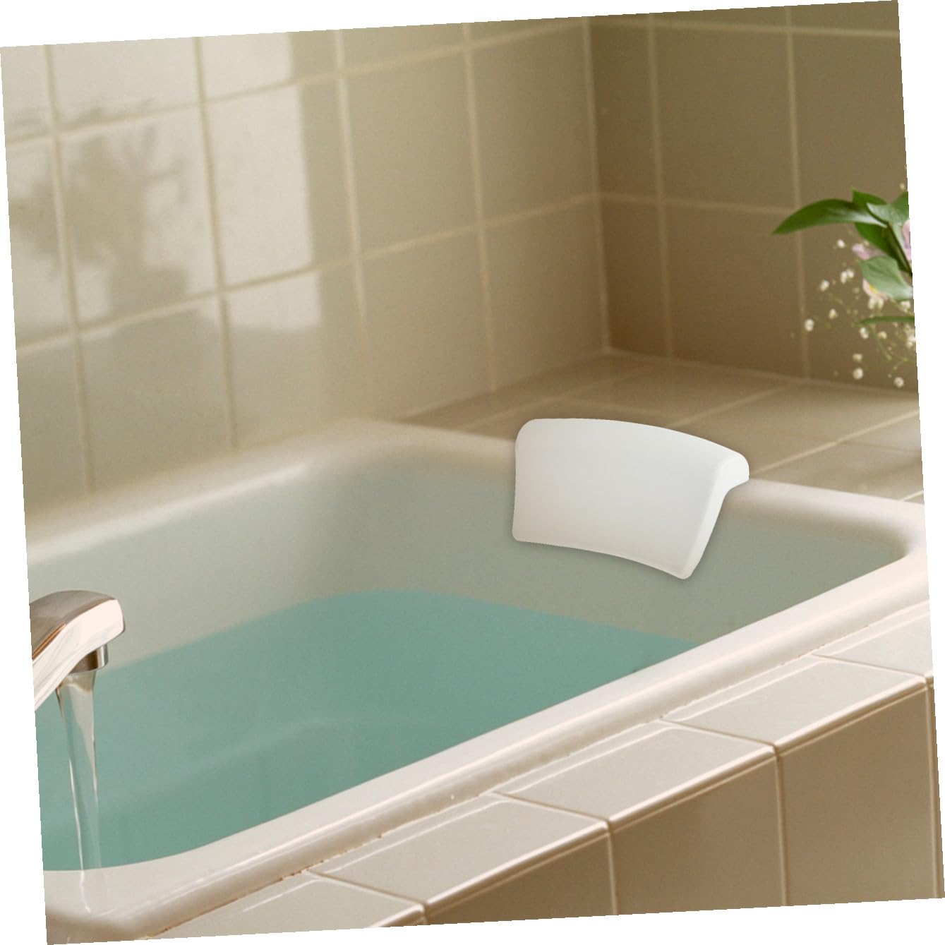 POPETPOP Cuscino da Vasca da Bagno in Pu Design a Ventosa per Fissaggio Facile, Confortevole e Funzionale, Adatto per Uso Domestico in Bagno Bianco