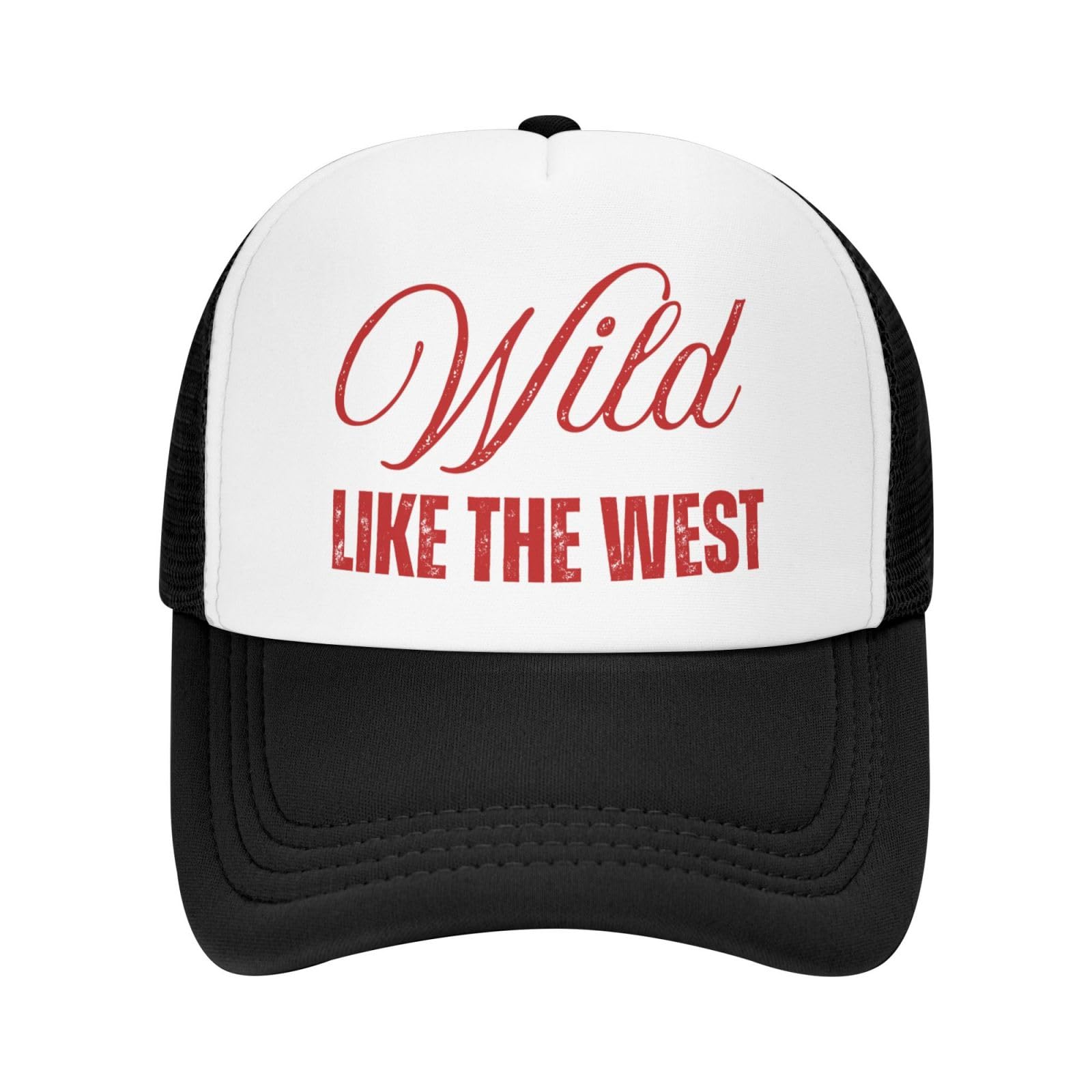 DSCVGBX Wild Like The West Hats FUUNY Cowboy Cowgirl Mesh Trucker Cap Black