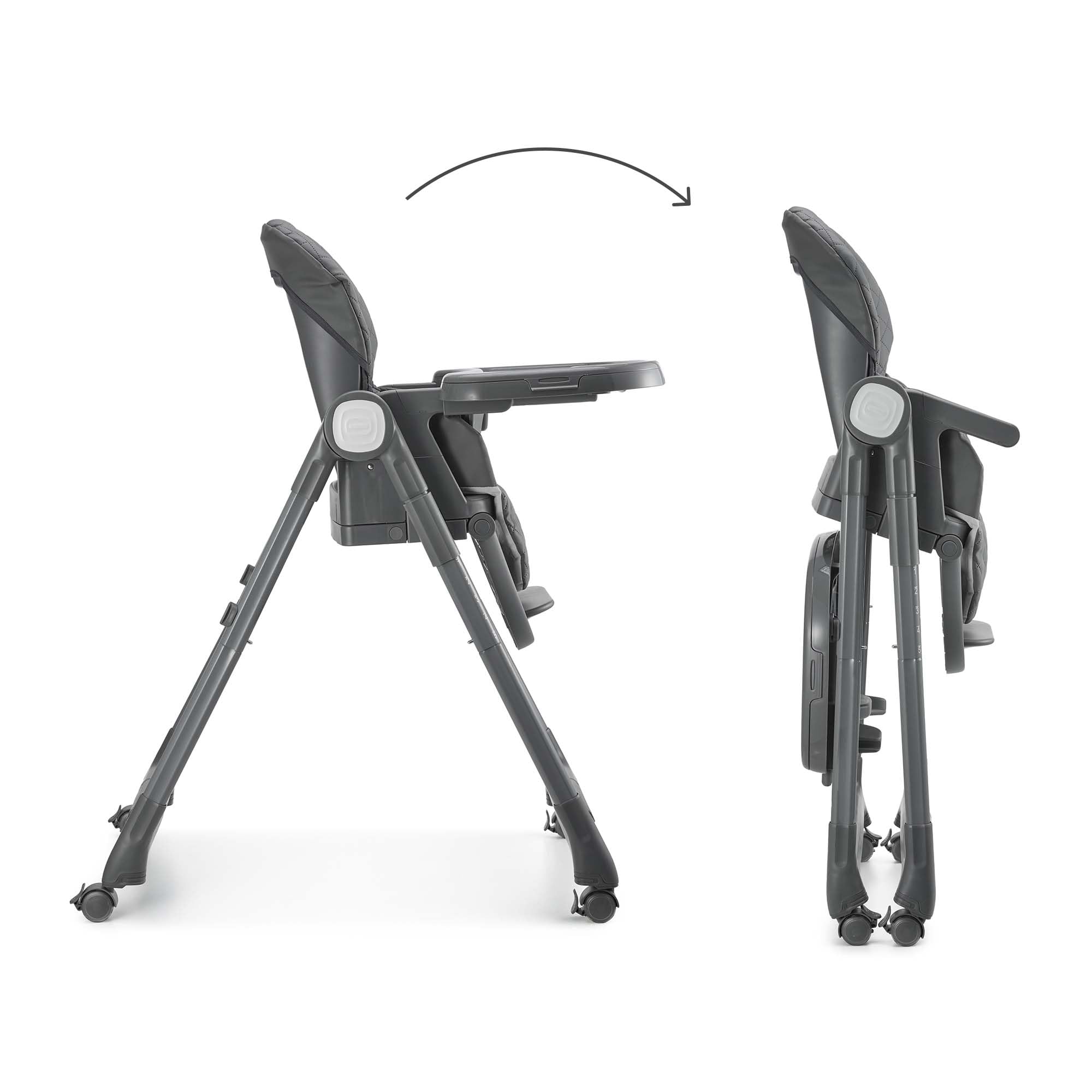 Kinderkraft TULO Chaise haute pour bébé, Ergonomique, Confortable, Pliable, Avec Repose-Pieds Réglable en Hauteur, Double Plateau Amovible Pour les Tout-Petits de 6 mois à 5 ans, Gris