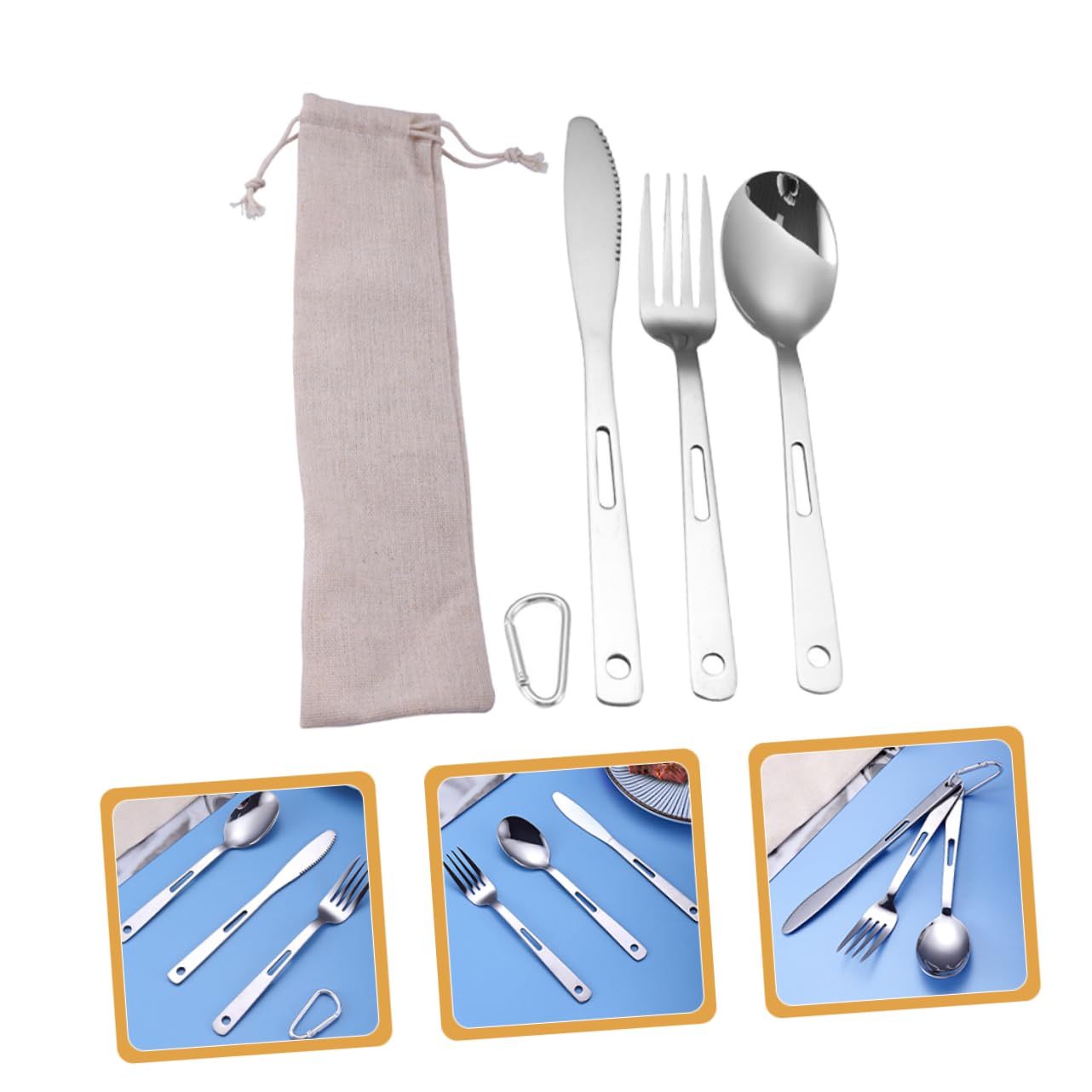 TOYANDONA Posate Da Campeggio Posate in Acciaio Inox Portatili Forchetta Cucchiaio Stoviglie Da Esterno Adatte Per Picnic Barbecue Escursioni Campeggio Superficie Liscia Facile Da Pulire Des