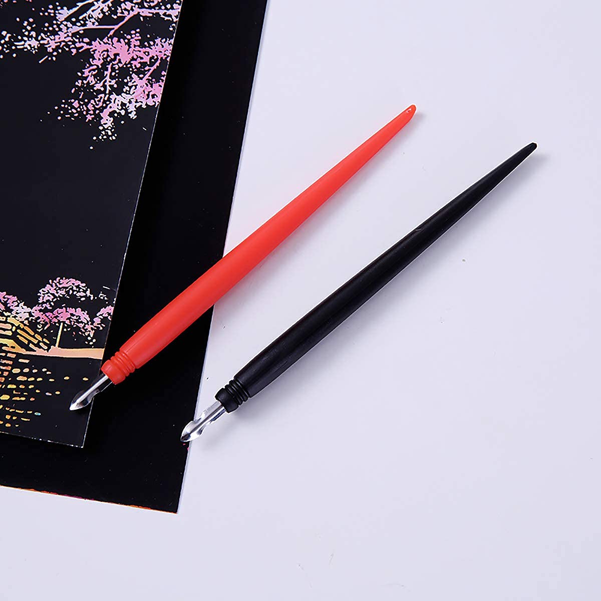 Lot de 18 stylos à gratter avec pinceau de nettoyage - Stylo de couleur à double pointe / stylo à gratter - Pour adultes et enfants