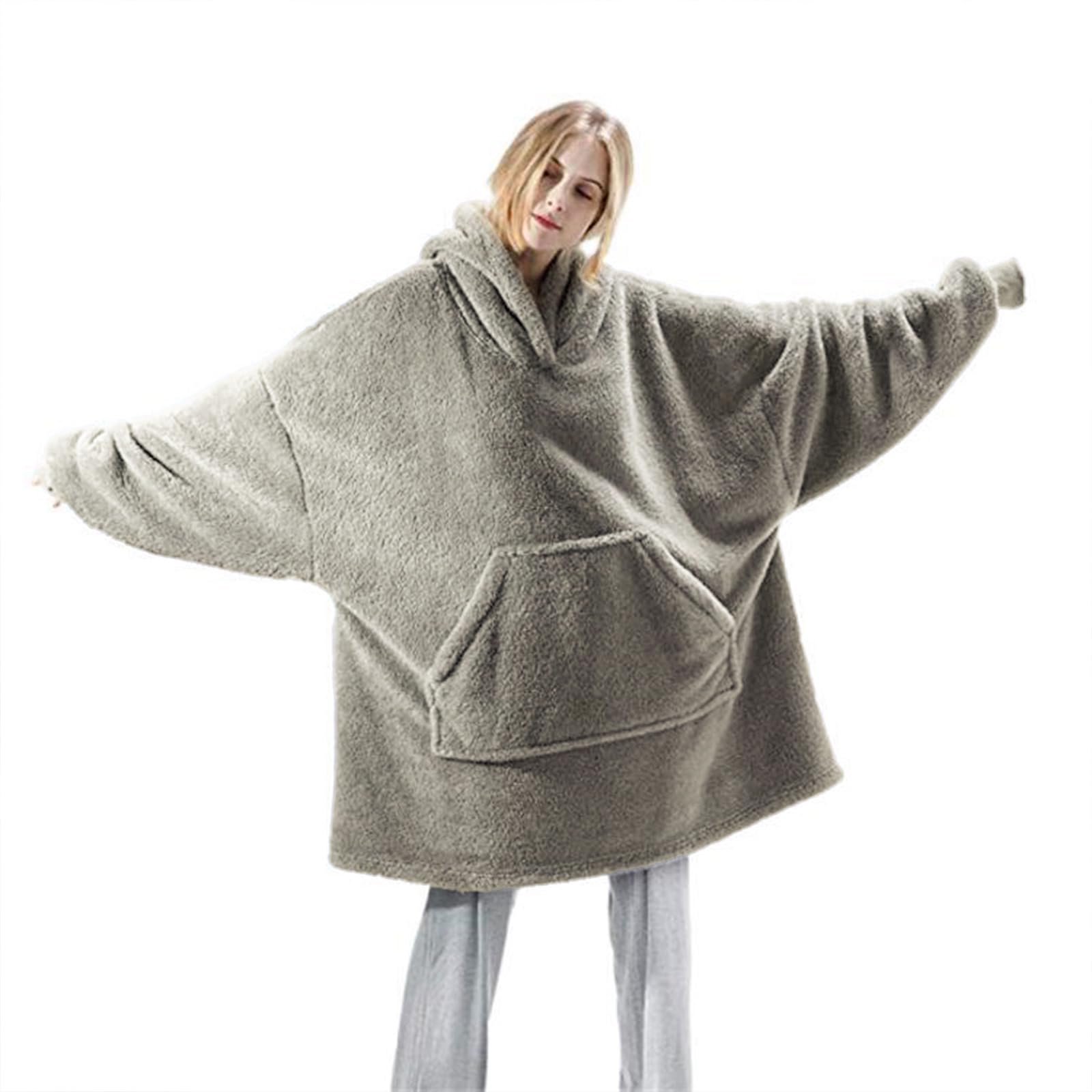 Wearable Blanket Hoodie for Adult, Oversized Blanket Hoodie with Pocket — view 6