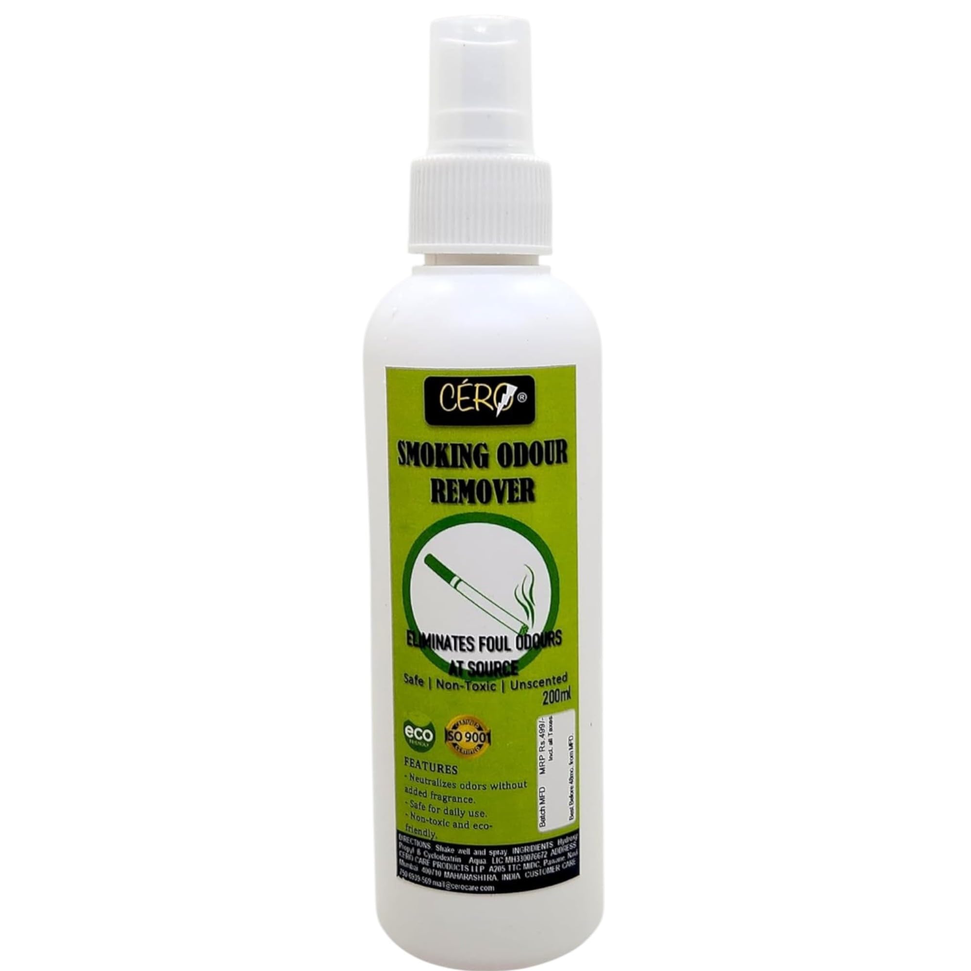 CERO® Post-Smoking or Fire Odors Remover (200ml) | Unscented, Non-Toxic & Eco-Friendly Odor Eliminator Spray | Safe for All Surfaces.-image-32