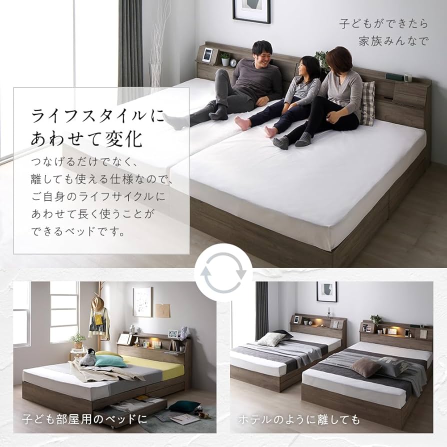 シンキ部屋 Amazon｜RASIK ベッド ワイドキング220(シングル+セミダブル