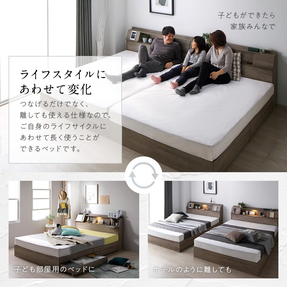 【最終値下げ】ワイドキング200(シングル+シングル) ベッドフレームのみ Amazon｜RASIK ベッド ワイドキング200(シングル+シングル