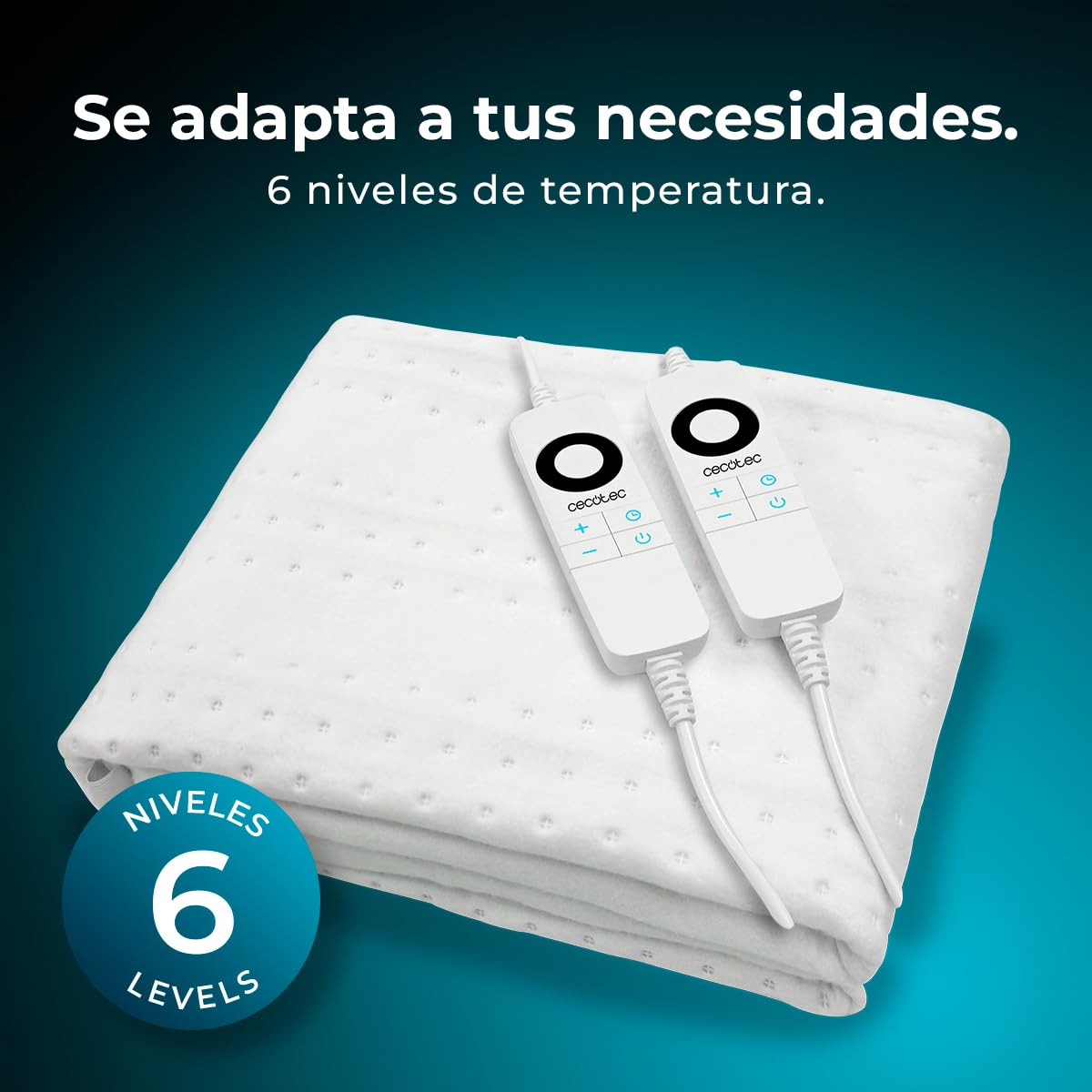 Cecotec Funda Bajera Eléctrica HeatConfort ThermalUnder Double (160 x 140). Manta Bajera Térmica con Apagado Automático y 6 Niveles de Temperatura Ajustables para un Confort Personalizado.